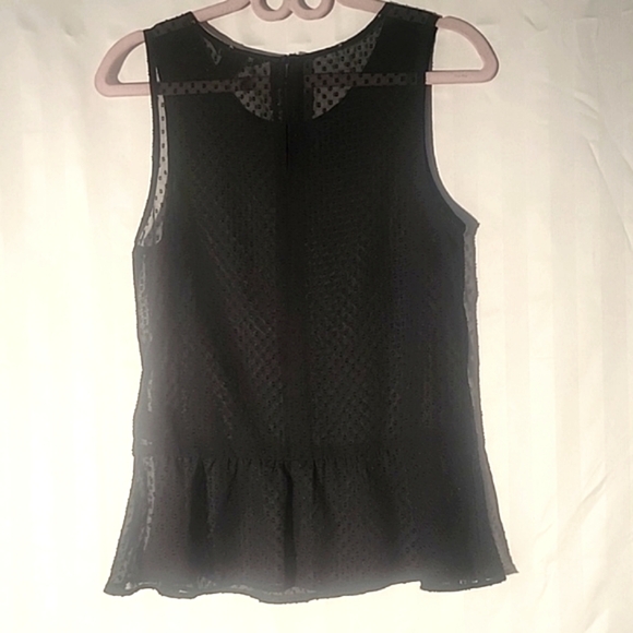 H&M Black Sheer Polka-Dot Blouse with Studs Around Neck, Size: 6 - Picture 5 of 8
